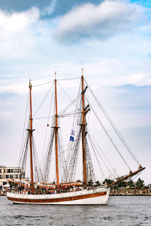 Rostock, Germany - August 2016: Sailing ship on the baltic sea.のeditorial素材