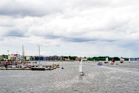 Rostock, Germany - August 2016: sailing ship on Hanse Sailのeditorial素材