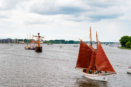 Rostock, Germany - August 2016: Sailing ships on the baltic sea.のeditorial素材