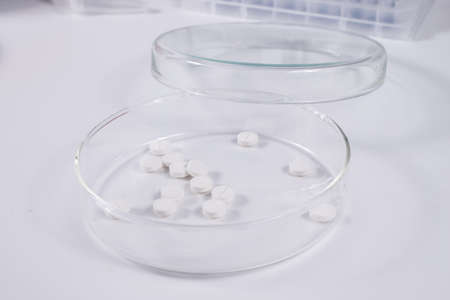 Pills and medication in medical laboratoryの写真素材