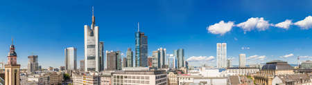Frankfurt, Germany - July 27, 2017: Panoramic of Frankfurt at Main skyline. Financial center of Germany.のeditorial素材