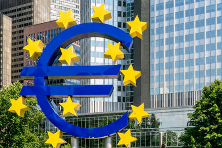 Frankfurt, Germany - July 27, 2017: Euro sign in Frankfurt at Mainのeditorial素材