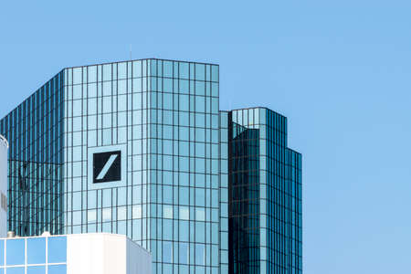 Frankfurt, Germany - July 27, 2017: Deutsche Bank headquarter building in Frankfurt at Main.のeditorial素材