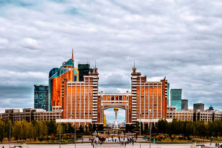 Astana, Kazakhstan - August 08, 2017: headquarters head office of the KazMunaiGasのeditorial素材