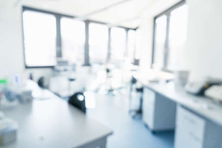 Laboratory interior out of focus. blur image of modern medical, biological or chemical laboratory...
