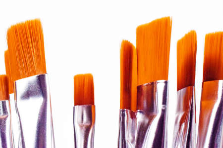 artist paint brushes. closeup paintbrushes. Art and back to school card.の写真素材