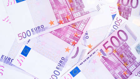 500 euro banknotes. closeup of euro cash moneyの写真素材