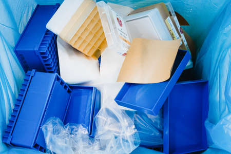 Danger laboratory chemical and medical waste. Plastic waste and ecologyの写真素材