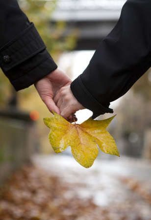 Dating couple at fallの写真素材
