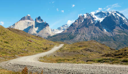 Road in Torres del Paine national park of Chileの写真素材