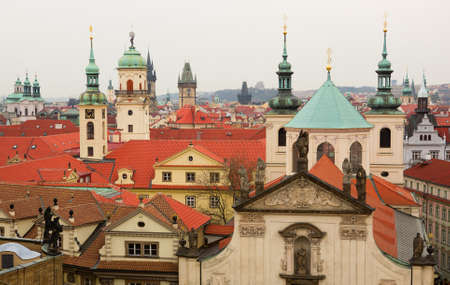 Roofs of Prague. Aerial view of Prague from Charles Bridgeの写真素材
