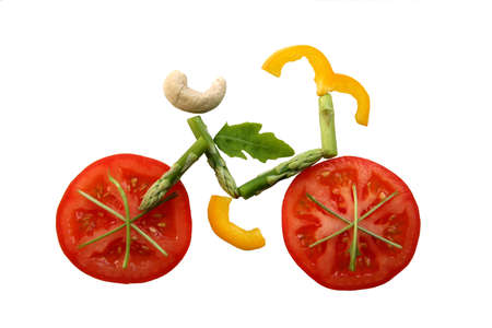 Sliced vegetables in form of a bicycle Sliced vegetables in form of a bicycle