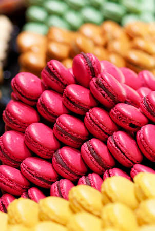 Assortment of multicolored macaroon cookies 