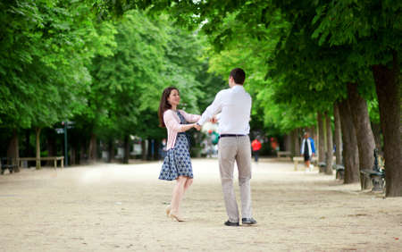 Dating couple n Luxembourg garden of Parisの写真素材