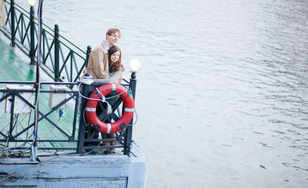 Happy couple having a date and huggingの写真素材