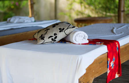 Private massage area on a tropical reosrtの写真素材