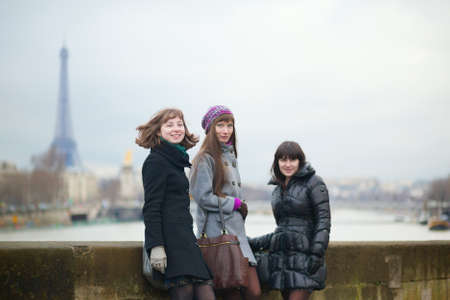 Friends in Paris togetherの写真素材