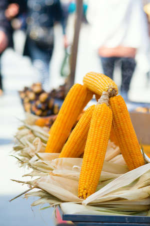 Bolied corn and grilled chestnutsの写真素材