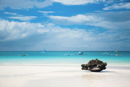 Perfect white sand beach on Boracay island, Philippinesの写真素材