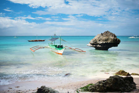 Traditional boat on Boracay island, Philippinesの写真素材