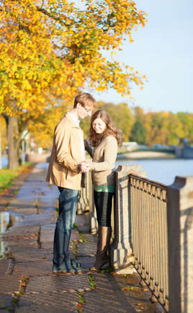 Romantic couple on a beautiful autumn dayの写真素材