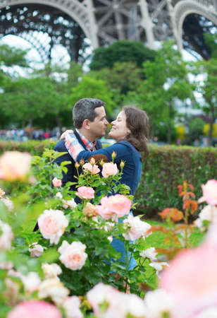 Couple in Paris on a spring dayの写真素材