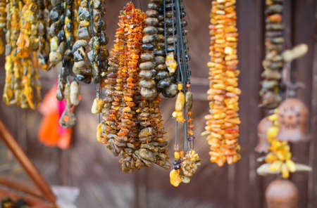 Beautiful amber necklacesの写真素材