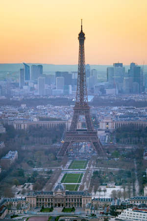 Aerial view of the Eiffel Tower in Parisの写真素材