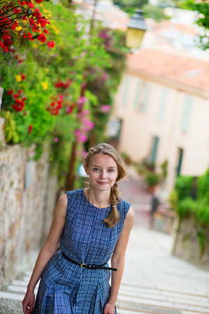 Young girl in Cannes on Le Suquet hillの写真素材