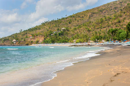 Scenic beach landscape in Amed, Bali, Indonesiaの写真素材