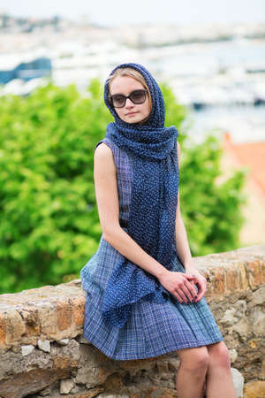 Elegant French woman in Cannesの写真素材