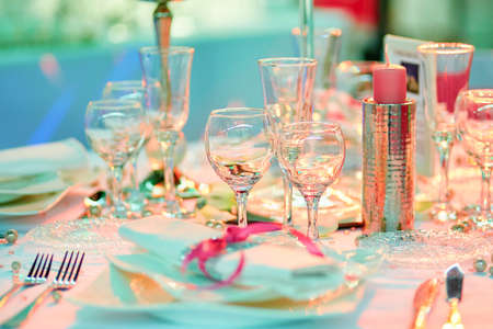 Table set for an event party or wedding reception