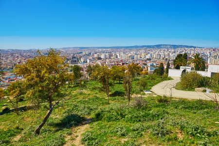 Scenic view to Tangier from Charf hill, Morocco, Northern Africaの写真素材