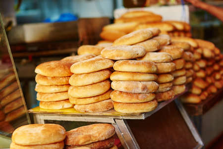 Bread on Moroccan market (souk) in Fes, Moroccoの写真素材