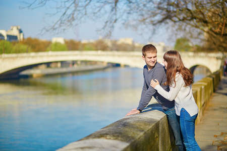 Young romantic couple in Paris, walking togetherの写真素材
