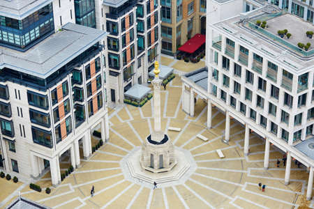 Skyline of London with Paternoster square, seen from the observation deck of St. Paul's cathedralの写真素材