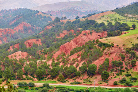 Beautiful landscape in Tizi-n-Tichka pass, Morocco, Africaの写真素材