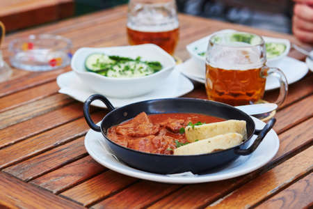 Beef goulash with mushrooms and vegetablesの写真素材