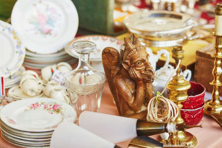 Statuette of chimera on a Parisian flea marketの写真素材