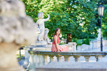Beautiful young woman walking in Vienna, Austriaの写真素材