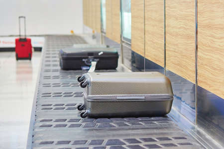 Baggage on conveyor belt at the airport