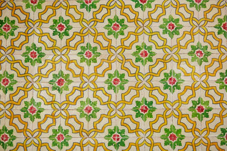 Traditional Portuguese azulejos - painted ceramic tilework used for wall decorationの写真素材