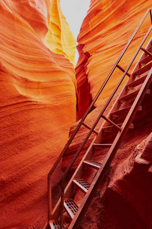 Stairs in Lower Antelope Canyon in the Navajo Reservation near Page, Arizona, USA