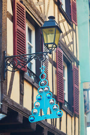 Street of Strasbourg, France beautifully decorated for Christmasの写真素材
