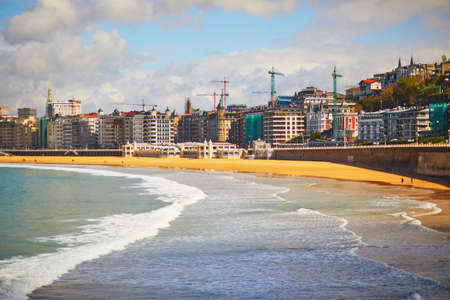Scenic view of La Concha beach in San Sebastian (Donostia), Spain