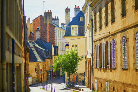Beautiful street in medieval town of Rennes, one of the most popular tourist attractions in Brittany, Franceの写真素材