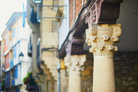 Street of beautiful village Hondarribia in Basque Country, Spain