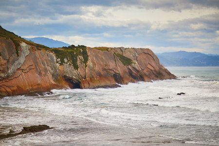 Famous flysch of Zumaia, Basque Country, Spain. Flysch is a sequence of sedimentary rock layers that...