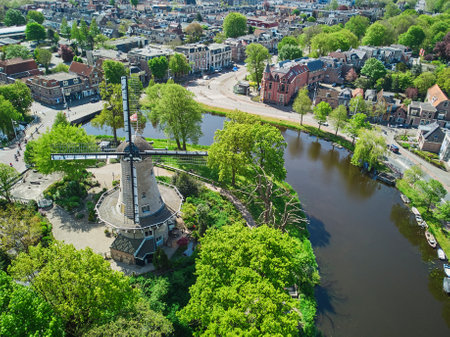 Aerial drone view of the historical center of Alkmaar, North Holland, the Netherlandsのeditorial素材