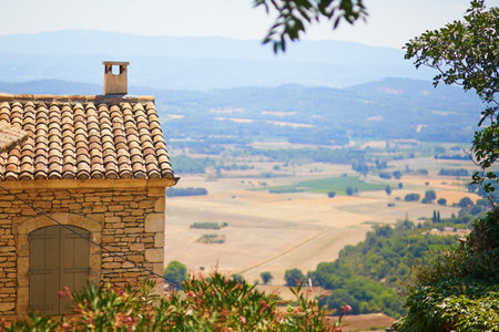 Old medieval streets in famous village of Gordes in Provence, Southern Franceの写真素材